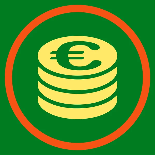 Euro Coins Column Rounded Icon — Stock Vector