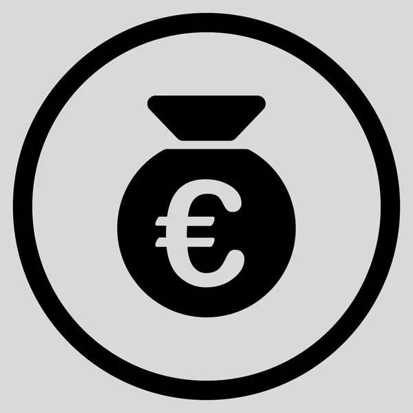 Euro Money Bag Circled Icon — Stock Vector