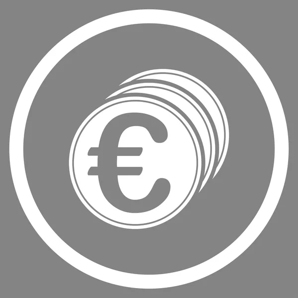 Euro Monedas Icono Círculo — Vector de stock