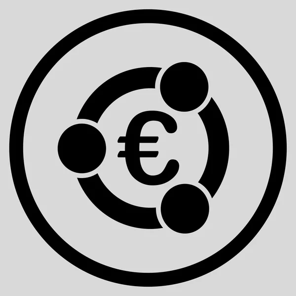 Spolupráce euro zaokrouhlena ikona — Stockový vektor