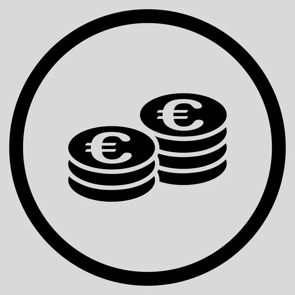 Eurons mynt stackar inringade ikonen — Stock vektor