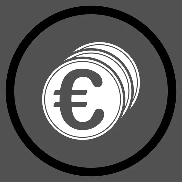Euro-érmék lekerekített ikon — Stock Vector