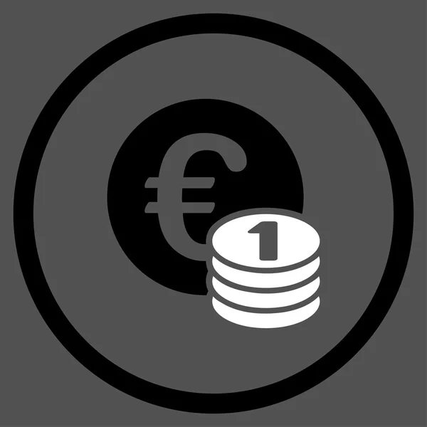 Satu Euro Coin Stack Circled Icon - Stok Vektor
