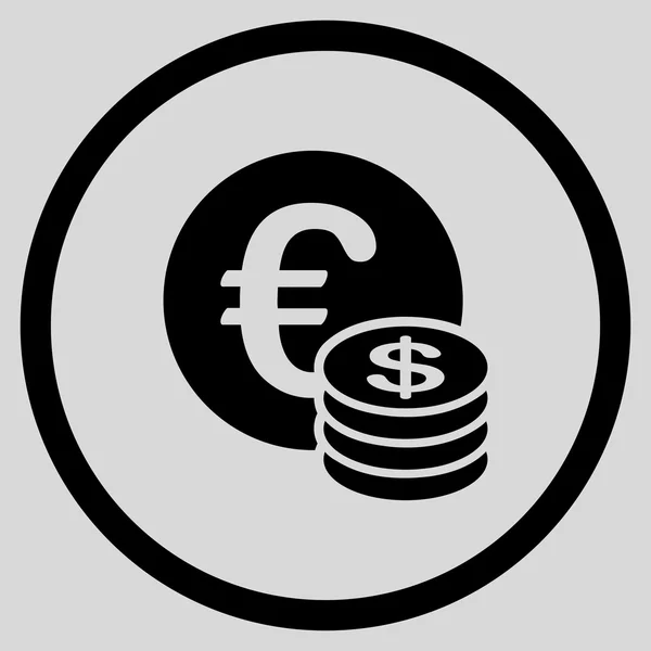 Dollar And Euro Coins Circled Icon — Stock Vector