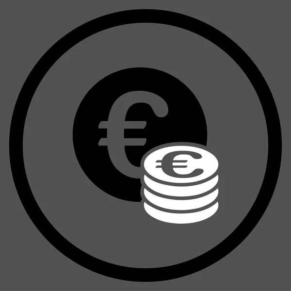 欧元硬币现金带圆圈的图标 — 图库矢量图片