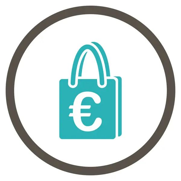 欧元购物袋圆形的图标 — 图库矢量图片