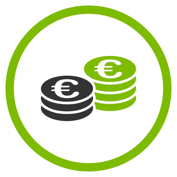 Euro Monedas Pilas Icono Círculo — Vector de stock