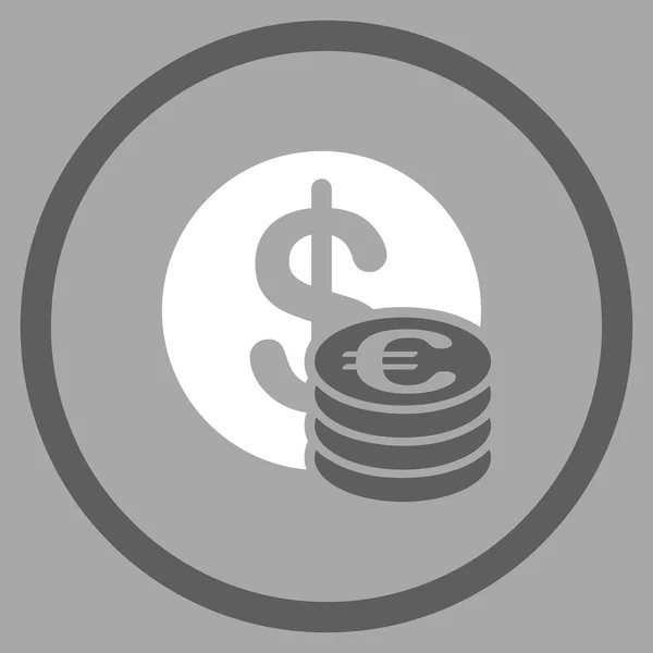 Euro et pièces en dollar Icône encerclée — Image vectorielle