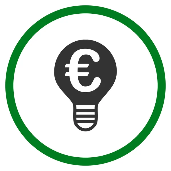 Bombilla Euro Icono circular — Vector de stock
