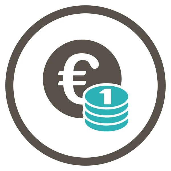 Satu Euro Coin Stack Circled Icon - Stok Vektor