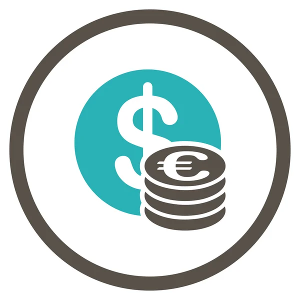 Euro And Dollar Coins Circled Icon — Stock Vector