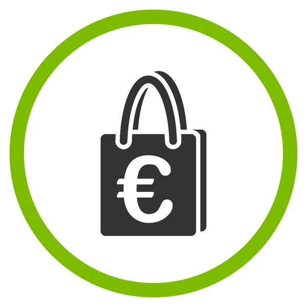 Euro Bolsa de compras redondeada icono — Vector de stock