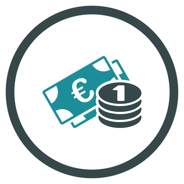 Euro Cash Argent arrondi Icône — Image vectorielle
