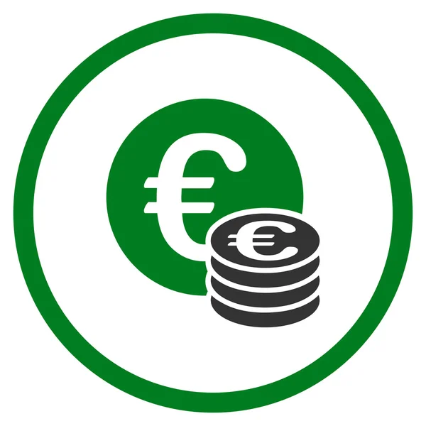 Euro-érmék Cash bekarikázott ikon — Stock Vector