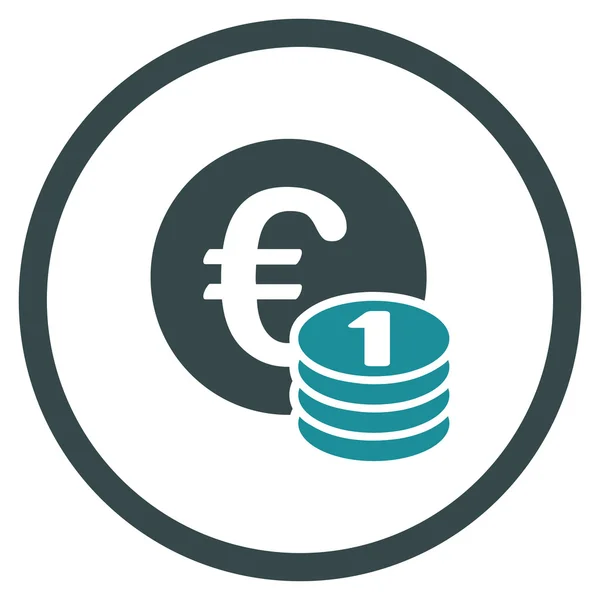 Satu Euro Coin Stack Circled Icon - Stok Vektor