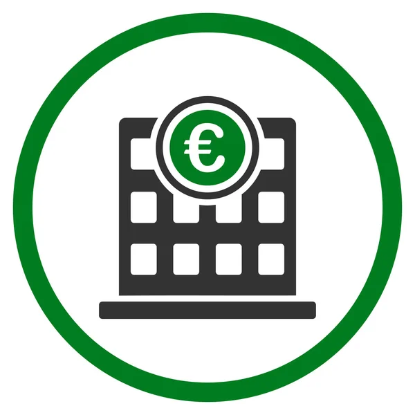 Euro bedrijf gebouw omcirkelde pictogram — Stockvector