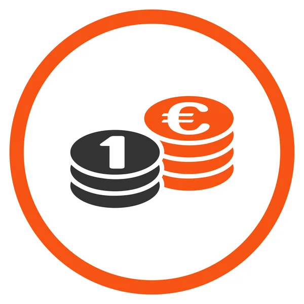 Monety euro kolumny zaokrąglone ikona — Wektor stockowy