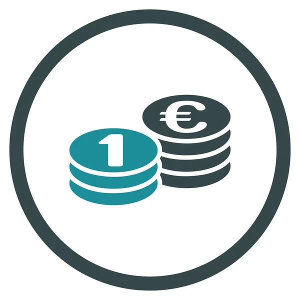 Eurons mynt kolumner inringade ikonen — Stock vektor