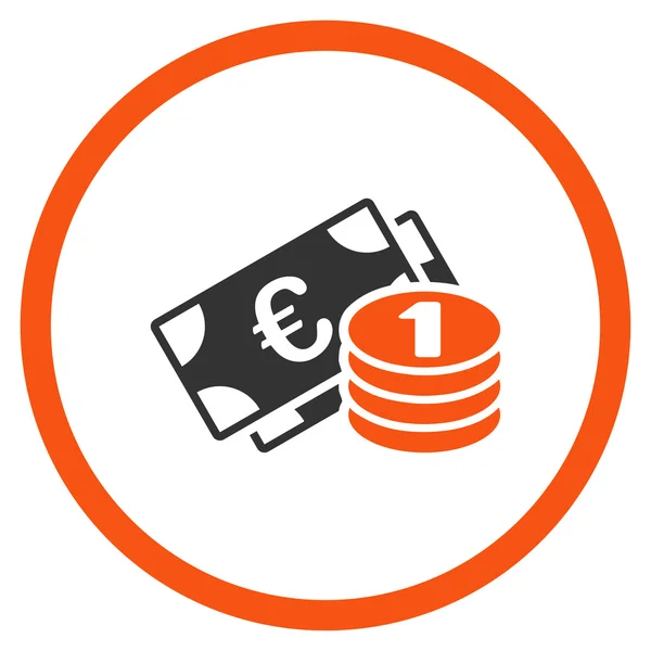 Euro dinheiro em dinheiro arredondado ícone — Vetor de Stock