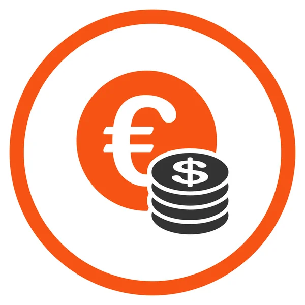 Dollar en Euro munten afgeronde pictogram — Stockvector