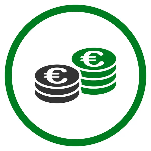 Euro munt stapels afgerond pictogram — Stockvector