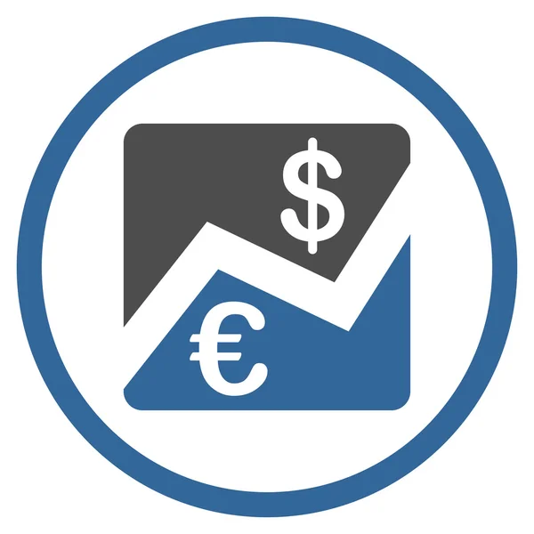 Euro e Dollaro Finanza Icona arrotondata — Vettoriale Stock