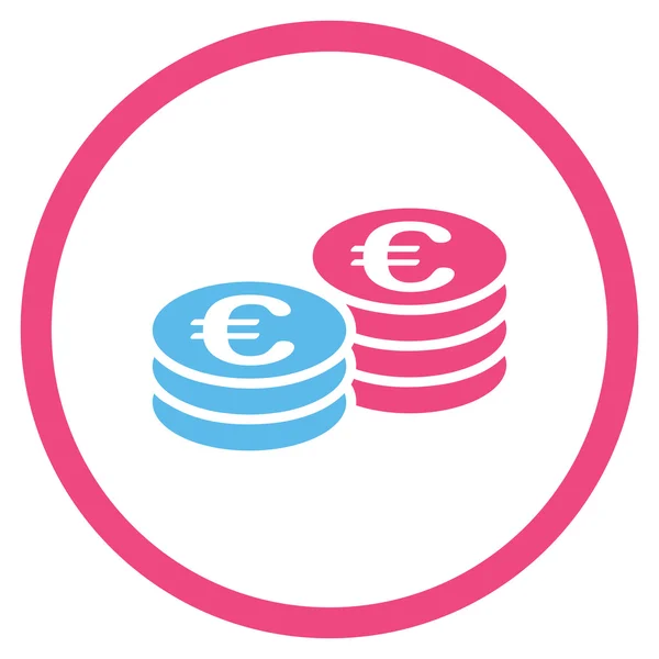 Euro mince hromádky v kroužku ikona — Stockový vektor