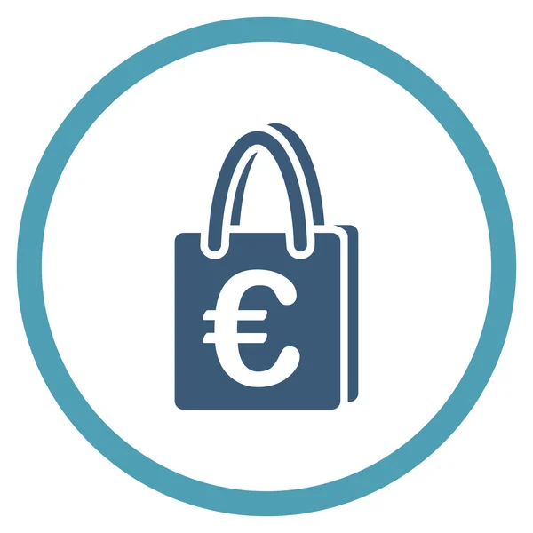 Ευρώ σε κύκλο εικονίδιο τσάντα για ψώνια — Διανυσματικό Αρχείο