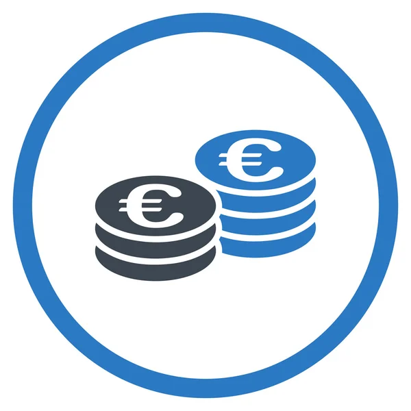 Euro Coin Stacks Circled Icon — Stock Vector