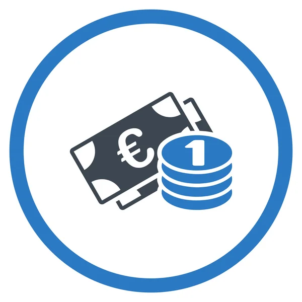 Euro Cash geld afgeronde pictogram — Stockvector