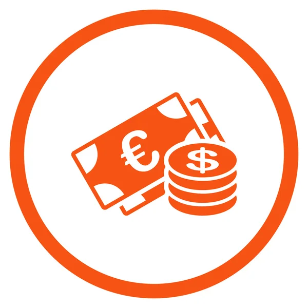 Mince a bankovky Dolar v kroužku ikona — Stockový vektor