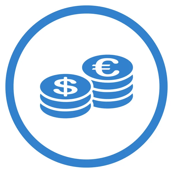 Dollar And Euro Coin Stacks Rounded Icon — Stock Vector