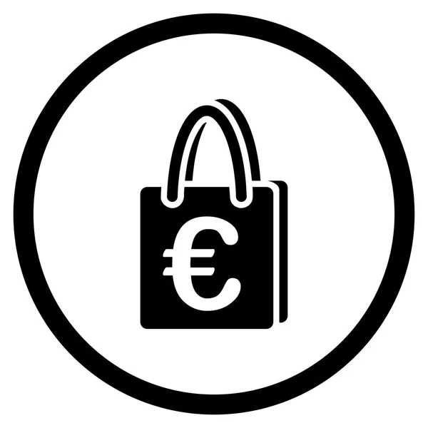 Euro Bolsa de compras Icono circular — Archivo Imágenes Vectoriales