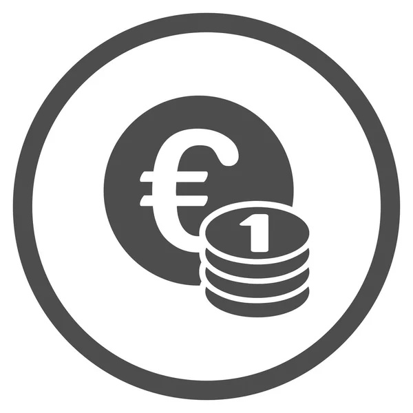 One Euro Coin Stack Rounded Icon — Stock Vector