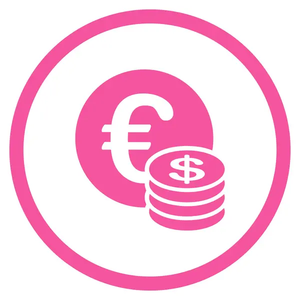 Dollar et pièces en euros Icône cerclée — Image vectorielle