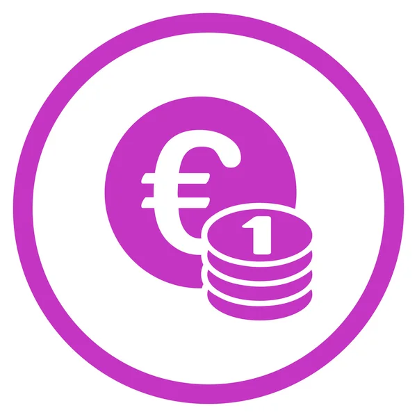 Jedno Euro mince zásobníku v kroužku ikona — Stockový vektor