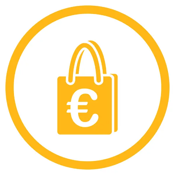 Euro bevásárló táska lekerekített ikon — Stock Vector