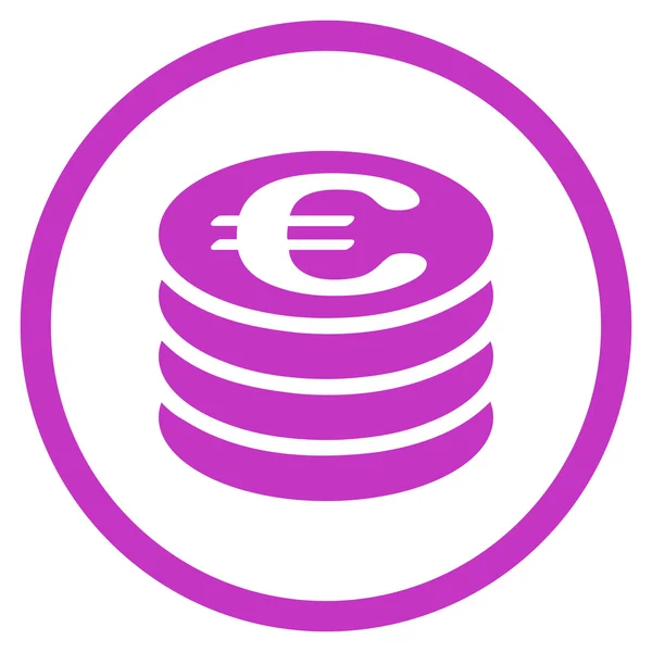 Euro Coins Column Rounded Icon — Stock Vector