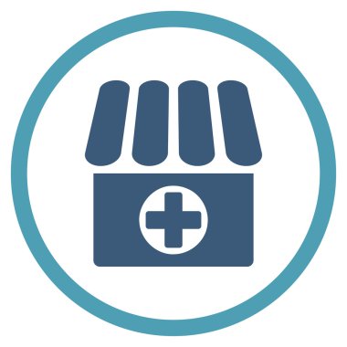 Uyuşturucu dükkanı yuvarlak simge