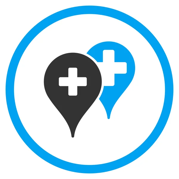 Medyczny mapa znacznikami zaokrąglana ikona — Wektor stockowy