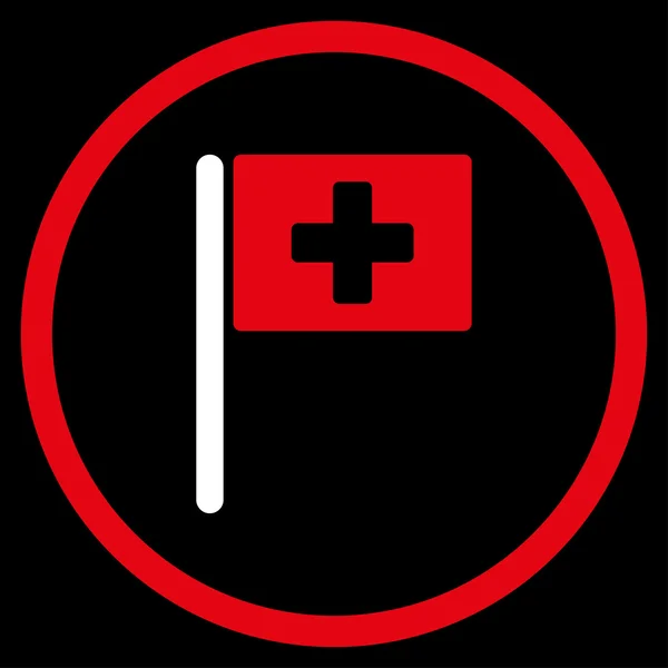 Icono redondeado de bandera del hospital — Vector de stock