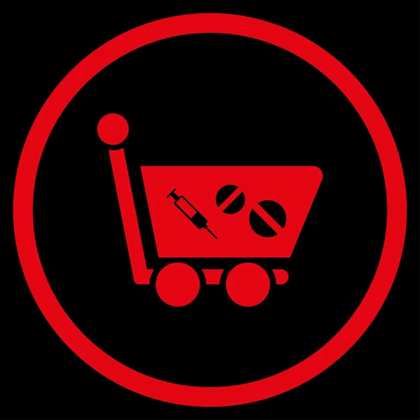Medication Shopping Cart Circled Icon — Stock Vector