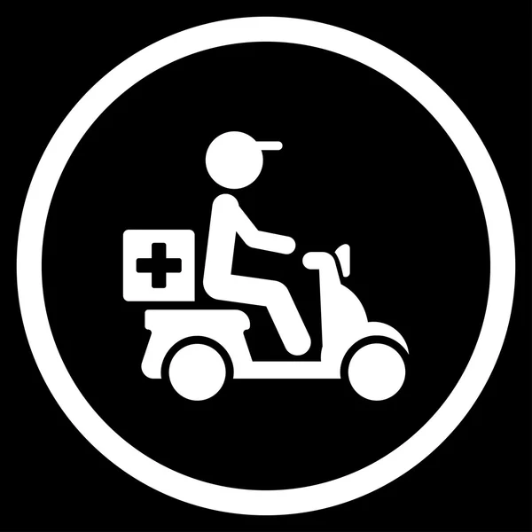 Icono redondeado del envío de la motocicleta de la farmacia — Vector de stock