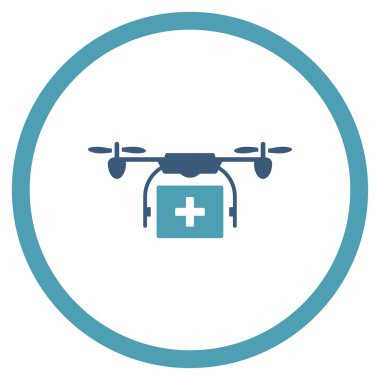 Tıbbi dron nakliye yuvarlak simge