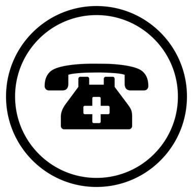 Hastane telefon yuvarlak simgesi