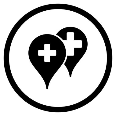 Tıbbi harita işaretleri yuvarlak simge