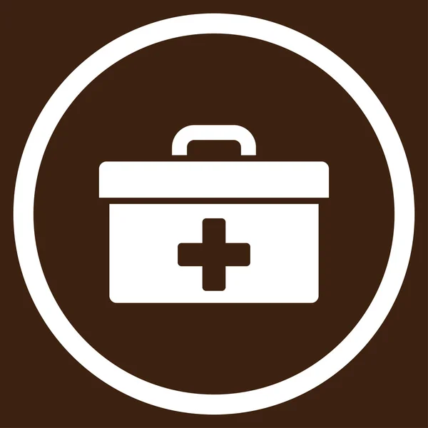 Icona cerchiata cassetta degli attrezzi di primo soccorso — Vettoriale Stock