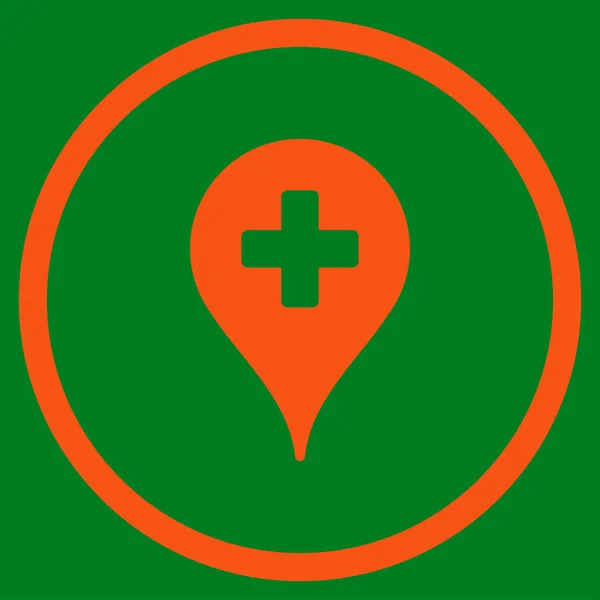 Carte de l'hôpital Pointeur Icône arrondie — Image vectorielle