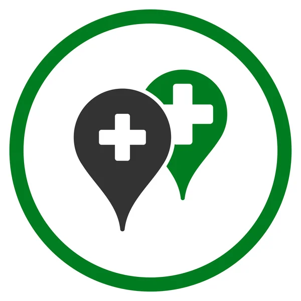 Medyczny mapa znacznikami zaokrąglana ikona — Wektor stockowy