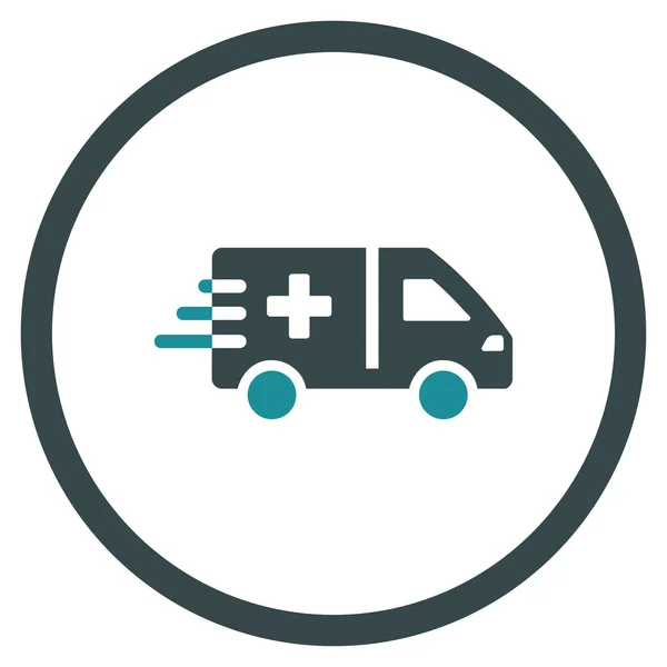 Icono circular de coche de ambulancia — Vector de stock